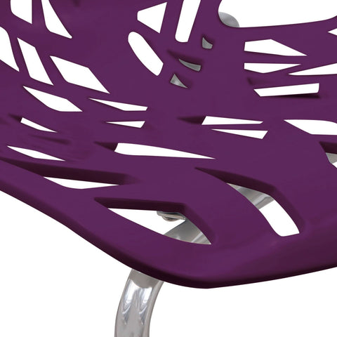 Asbury Polypropylene Dining Side Chair with Forest Cut-Out Design in Chrome