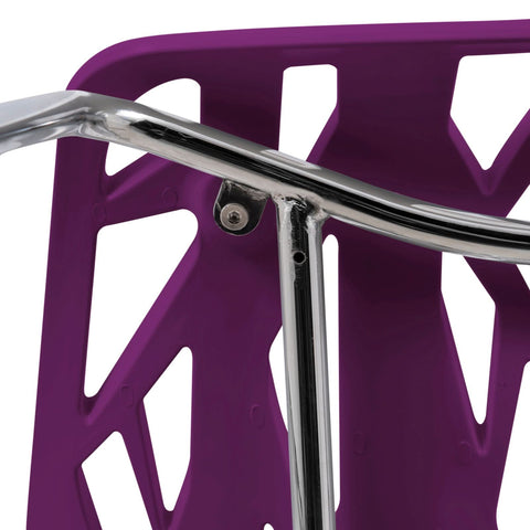 Asbury Polypropylene Dining Side Chair with Forest Cut-Out Design in Chrome