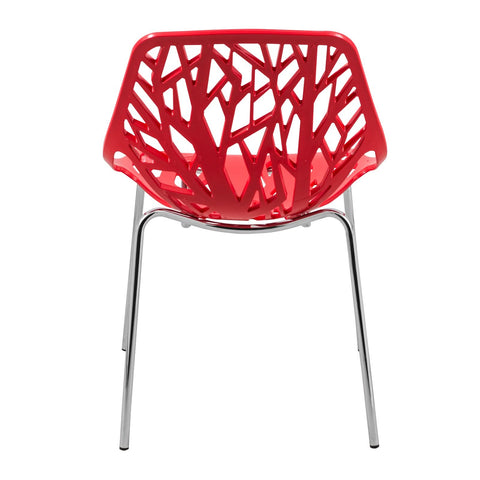 Asbury Polypropylene Dining Side Chair with Forest Cut-Out Design in Chrome