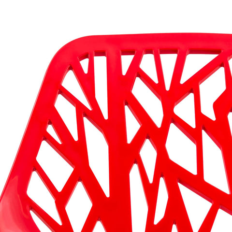 Asbury Polypropylene Dining Side Chair with Forest Cut-Out Design in Chrome