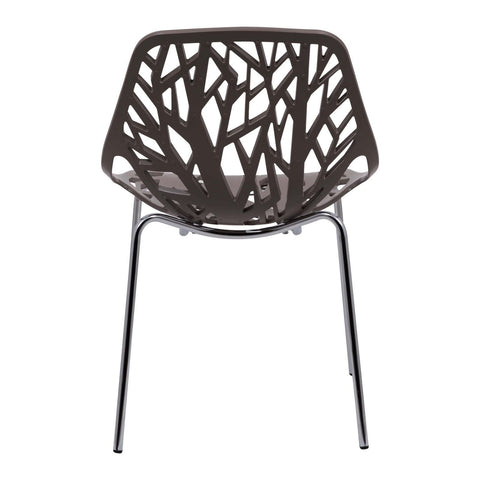Asbury Polypropylene Dining Side Chair with Forest Cut-Out Design in Chrome