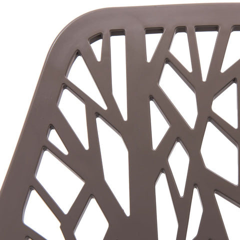 Asbury Polypropylene Dining Side Chair with Forest Cut-Out Design in Chrome