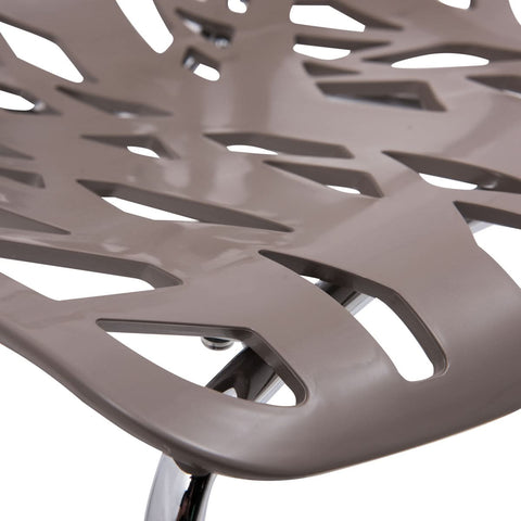 Asbury Polypropylene Dining Side Chair with Forest Cut-Out Design in Chrome