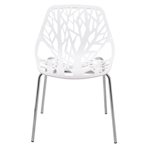 Asbury Polypropylene Dining Side Chair with Forest Cut-Out Design in Chrome