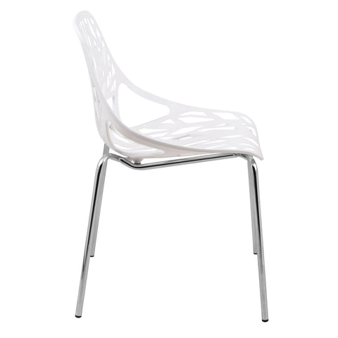 Asbury Polypropylene Dining Side Chair with Forest Cut-Out Design in Chrome