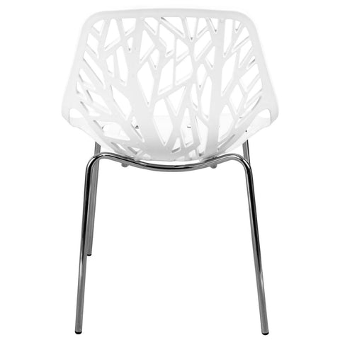 Asbury Polypropylene Dining Side Chair with Forest Cut-Out Design in Chrome