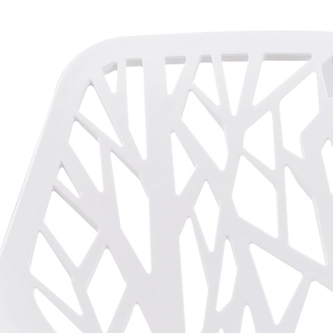Asbury Polypropylene Dining Side Chair with Forest Cut-Out Design in Chrome