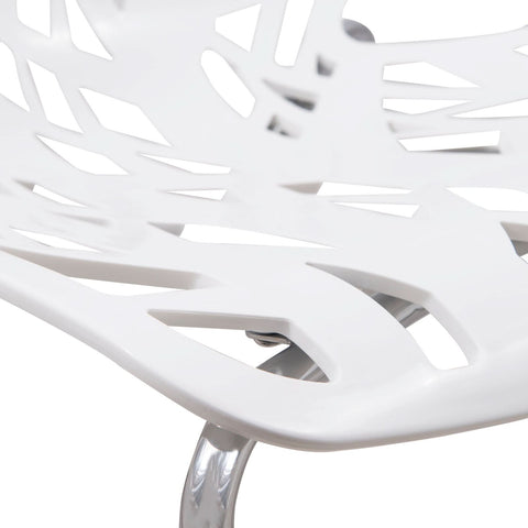 Asbury Polypropylene Dining Side Chair with Forest Cut-Out Design in Chrome