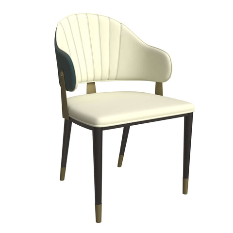 Zayle 7-Piece Dining Set with 55" Rectangular Dining Table in White/Gold Sintered Stone Top and 6 Leather Dining ChairsElevate your dining experience with the luxurious Zayle 7-Piece Dining Set. The sleek 55" rectangular table features a stunning white an
