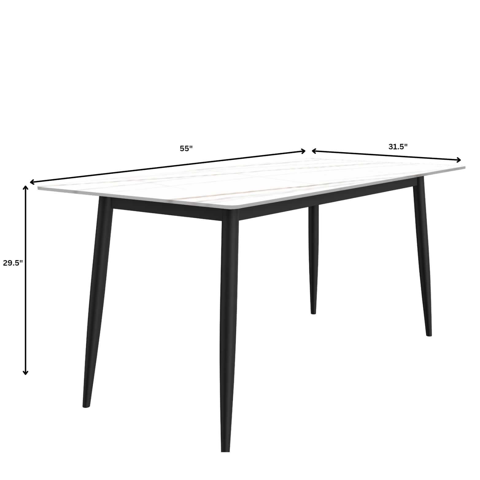 Zayle 7-Piece Dining Set with 55" Rectangular Dining Table in White/Gold Sintered Stone Top and 6 Leather Dining ChairsElevate your dining experience with the luxurious Zayle 7-Piece Dining Set. The sleek 55" rectangular table features a stunning white an
