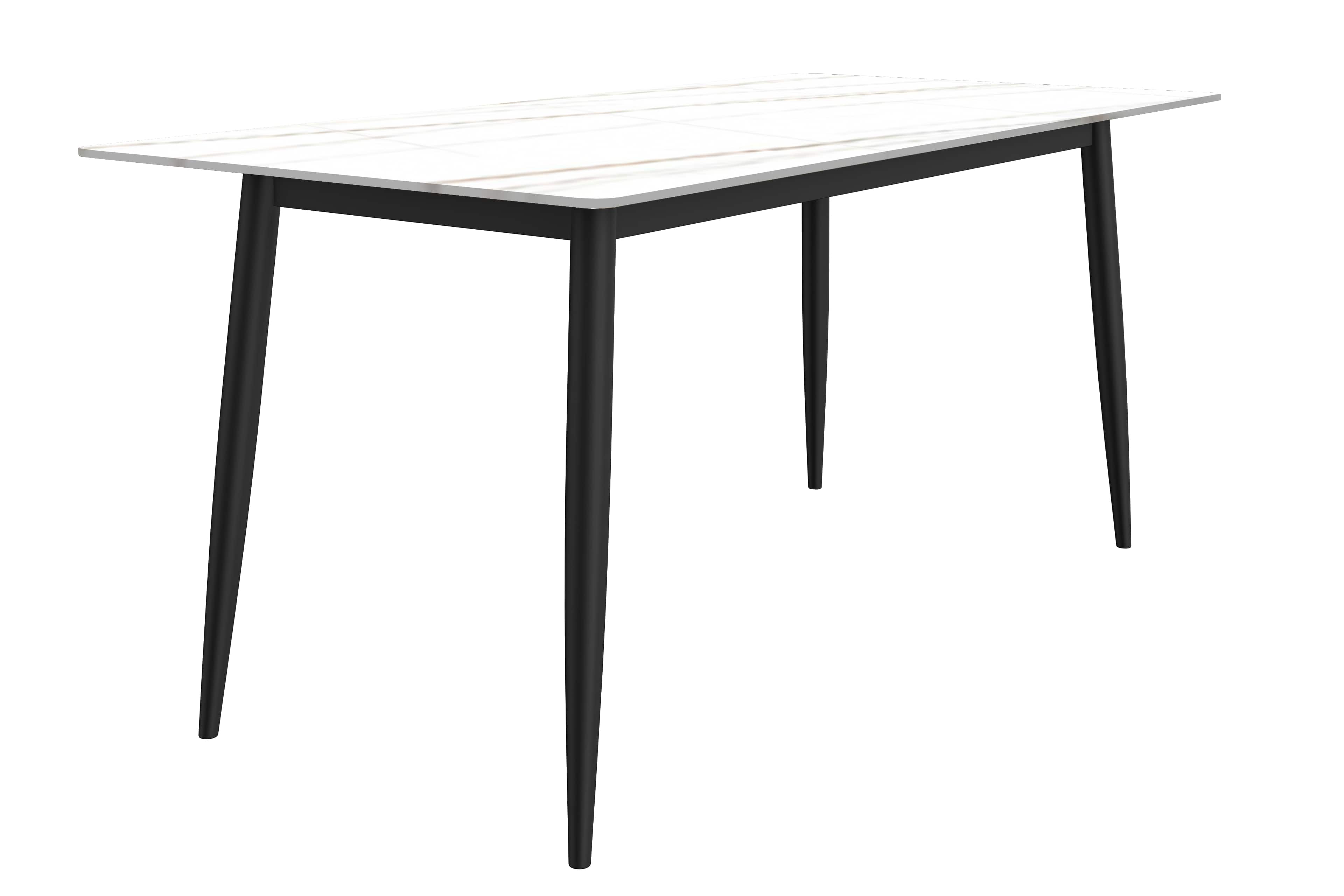 Zayle 7-Piece Dining Set with 55" Rectangular Dining Table in White/Gold Sintered Stone Top and 6 Leather Dining ChairsElevate your dining experience with the luxurious Zayle 7-Piece Dining Set. The sleek 55" rectangular table features a stunning white an