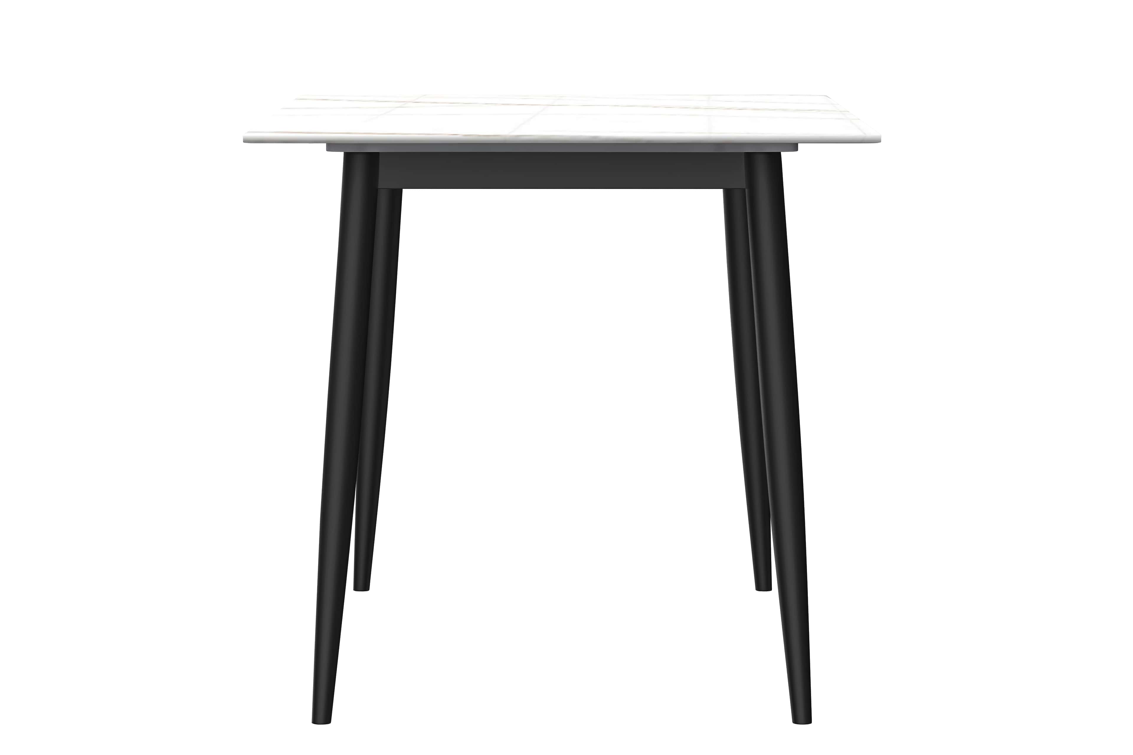 Zayle 7-Piece Dining Set with 55" Rectangular Dining Table in White/Gold Sintered Stone Top and 6 Leather Dining ChairsElevate your dining experience with the luxurious Zayle 7-Piece Dining Set. The sleek 55" rectangular table features a stunning white an