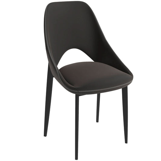 Amalfi Upholstered Fabric Dining Chair with a Curved Open Back Design in Black Iron