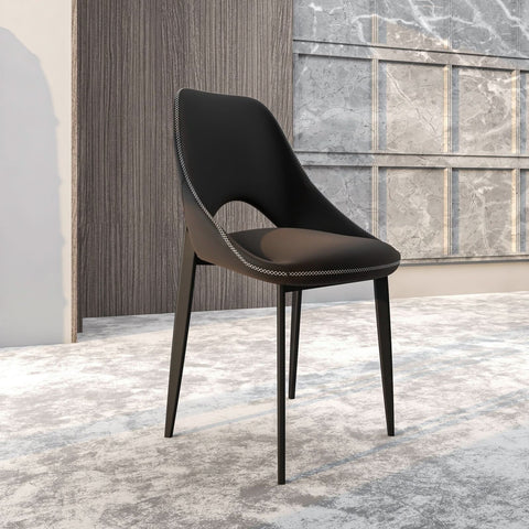 Amalfi Upholstered Fabric Dining Chair with a Curved Open Back Design in Black Iron