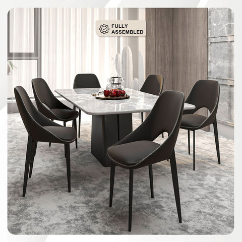 Amalfi Upholstered Fabric Dining Chair with a Curved Open Back Design in Black Iron