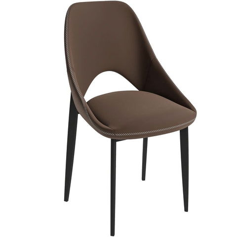 Amalfi Upholstered Fabric Dining Chair with a Curved Open Back Design in Black Iron