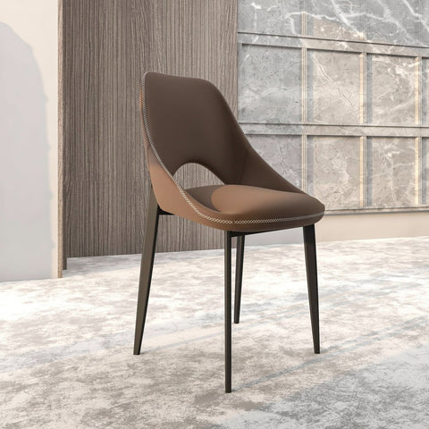 Amalfi Upholstered Fabric Dining Chair with a Curved Open Back Design in Black Iron