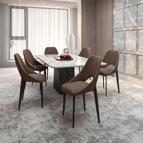 Amalfi Upholstered Fabric Dining Chair with a Curved Open Back Design in Black Iron