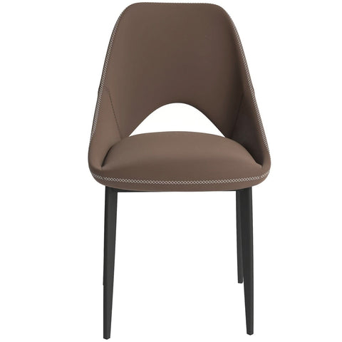 Amalfi Upholstered Fabric Dining Chair with a Curved Open Back Design in Black Iron