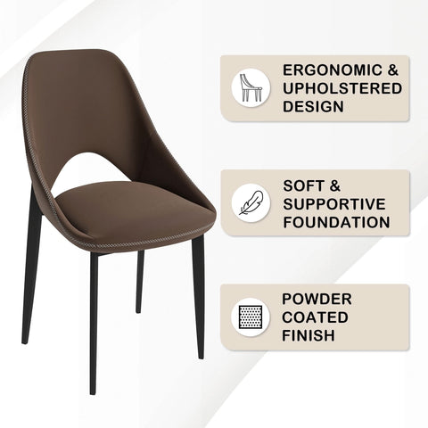 Amalfi Upholstered Fabric Dining Chair with a Curved Open Back Design in Black Iron