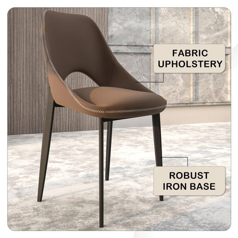 Amalfi Upholstered Fabric Dining Chair with a Curved Open Back Design in Black Iron