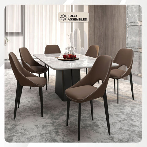 Amalfi Upholstered Fabric Dining Chair with a Curved Open Back Design in Black Iron