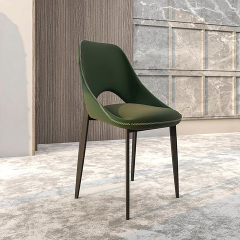 Amalfi Upholstered Fabric Dining Chair with a Curved Open Back Design in Black Iron