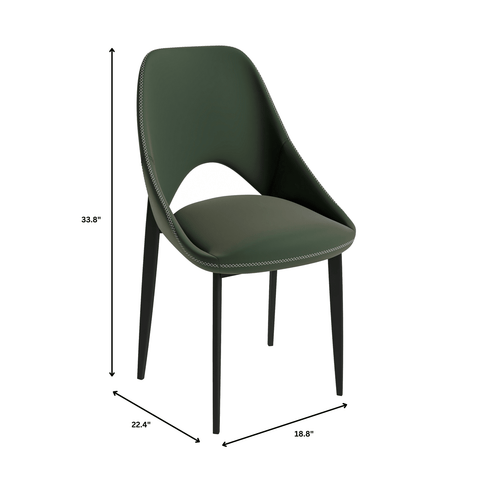 Amalfi Upholstered Fabric Dining Chair with a Curved Open Back Design in Black Iron