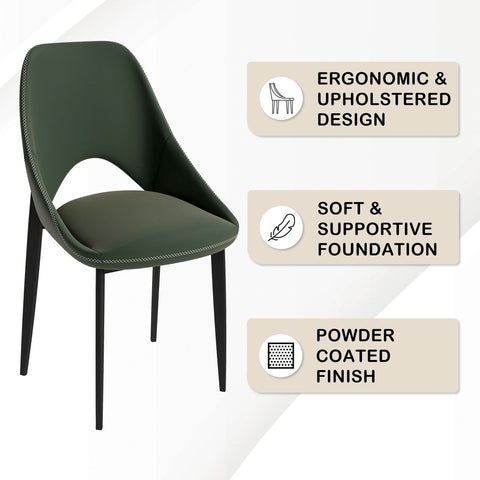 Amalfi Upholstered Fabric Dining Chair with a Curved Open Back Design in Black Iron
