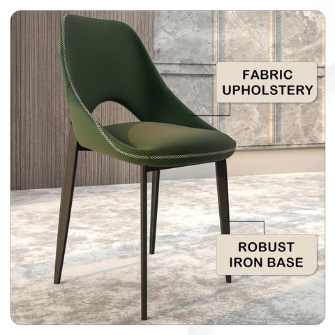 Amalfi Upholstered Fabric Dining Chair with a Curved Open Back Design in Black Iron