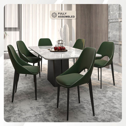 Amalfi Upholstered Fabric Dining Chair with a Curved Open Back Design in Black Iron
