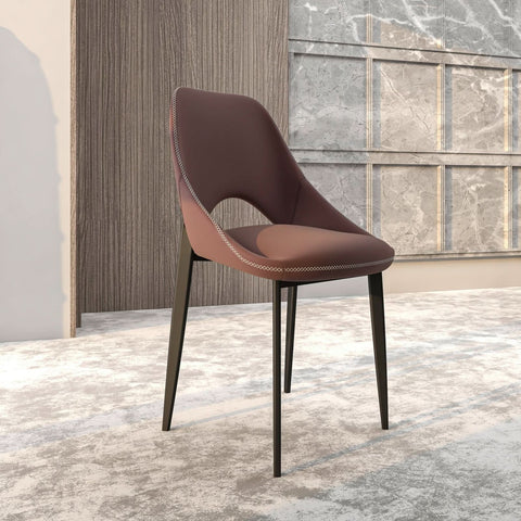 Amalfi Upholstered Fabric Dining Chair with a Curved Open Back Design in Black Iron