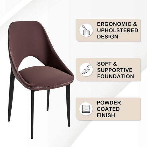 Amalfi Upholstered Fabric Dining Chair with a Curved Open Back Design in Black Iron