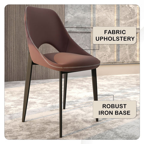 Amalfi Upholstered Fabric Dining Chair with a Curved Open Back Design in Black Iron