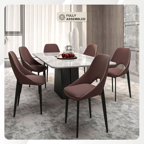 Amalfi Upholstered Fabric Dining Chair with a Curved Open Back Design in Black Iron