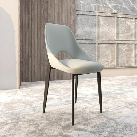 Amalfi Upholstered Fabric Dining Chair with a Curved Open Back Design in Black Iron