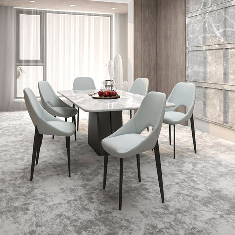 Amalfi Upholstered Fabric Dining Chair with a Curved Open Back Design in Black Iron
