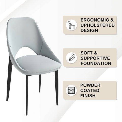 Amalfi Upholstered Fabric Dining Chair with a Curved Open Back Design in Black Iron