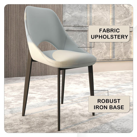 Amalfi Upholstered Fabric Dining Chair with a Curved Open Back Design in Black Iron