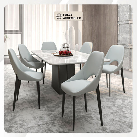 Amalfi Upholstered Fabric Dining Chair with a Curved Open Back Design in Black Iron