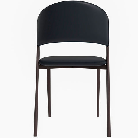 LeisureMod Aspen Modern Dining Chairs, Upholstered Leather Kitchen Room Chairs with Metal Legs