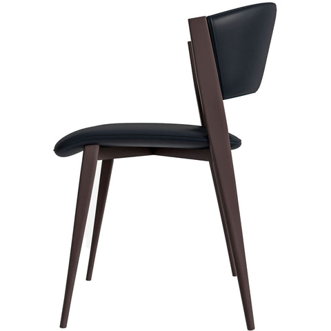 LeisureMod Aspen Modern Dining Chairs, Upholstered Leather Kitchen Room Chairs with Metal Legs