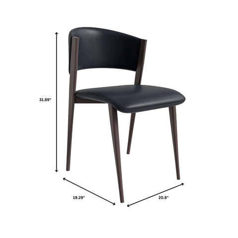 LeisureMod Aspen Modern Dining Chairs, Upholstered Leather Kitchen Room Chairs with Metal Legs