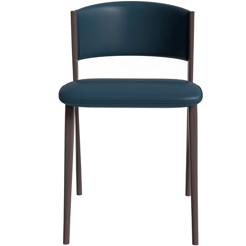 LeisureMod Aspen Modern Dining Chairs, Upholstered Leather Kitchen Room Chairs with Metal Legs