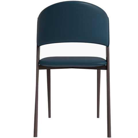 LeisureMod Aspen Modern Dining Chairs, Upholstered Leather Kitchen Room Chairs with Metal Legs