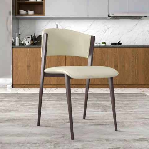 LeisureMod Aspen Modern Dining Chairs, Upholstered Leather Kitchen Room Chairs with Metal Legs