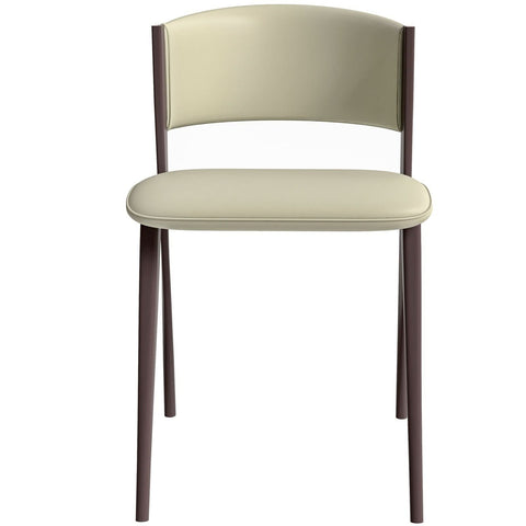 LeisureMod Aspen Modern Dining Chairs, Upholstered Leather Kitchen Room Chairs with Metal Legs