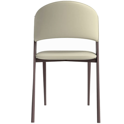 LeisureMod Aspen Modern Dining Chairs, Upholstered Leather Kitchen Room Chairs with Metal Legs