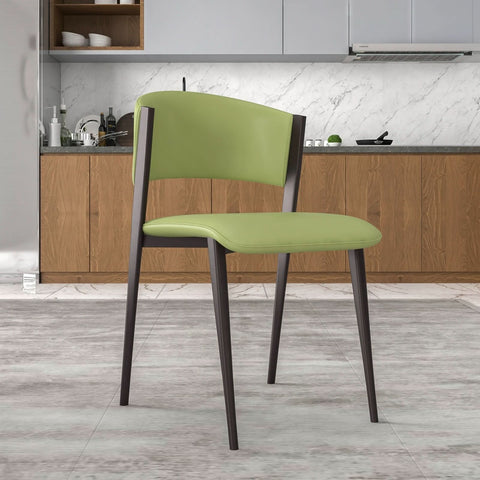 LeisureMod Aspen Modern Dining Chairs, Upholstered Leather Kitchen Room Chairs with Metal Legs