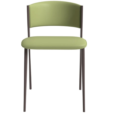 LeisureMod Aspen Modern Dining Chairs, Upholstered Leather Kitchen Room Chairs with Metal Legs